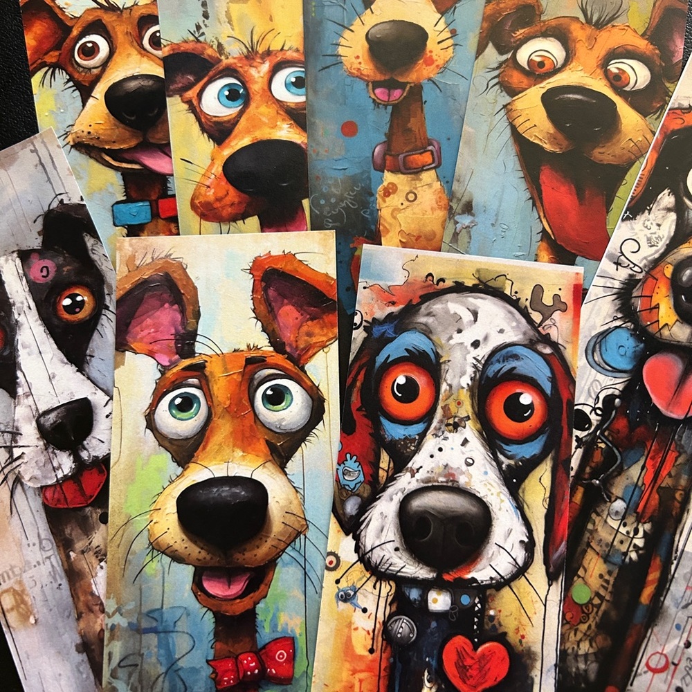 Junk Journal Belly Band pages Whimsical Dogs 8 bands scrapbooking epheme…